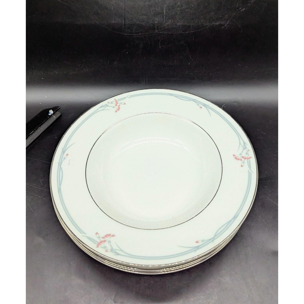 Set/4 Vintage Royal Doulton Carnation H.5084 Rimmed Soup Bowls Fine Bone China